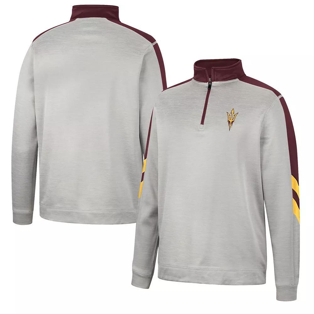 Men's Colosseum Gray/Maroon Minnesota Golden Gophers Bushwood Fleece Quarter-Zip Jacket, Size: Large, Grey Product Image