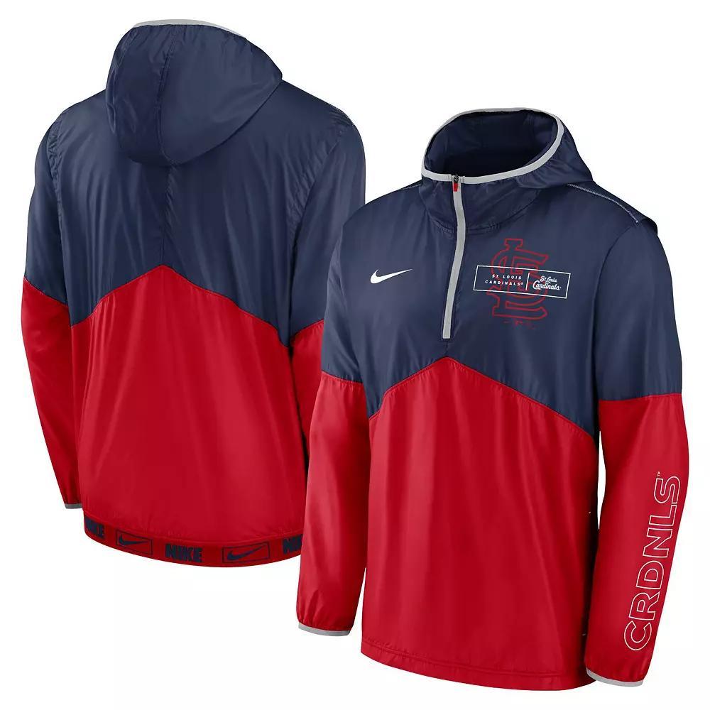 Men's Nike Navy/Red St. Louis Cardinals Overview Half-Zip Hoodie Jacket, Size: Medium, Blue Product Image
