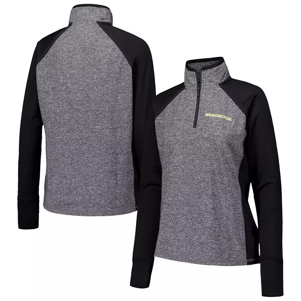 Women's Black/Heather Gray Washington Huskies Finalist Raglan Quarter-Zip Jacket, Size: XL Product Image