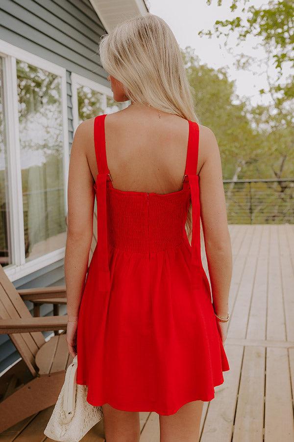Sweet Talk Linen-Blend Mini Dress in Red Product Image