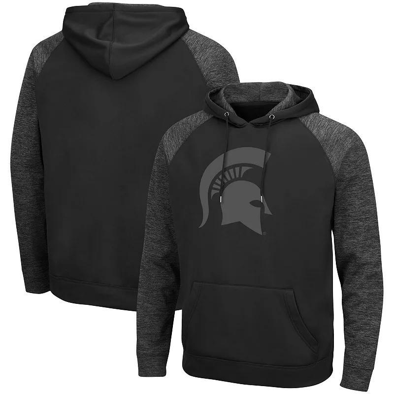 Men's Colosseum Black Arizona State Sun Devils Blackout 3.0 Tonal Raglan Pullover Hoodie, Size: Small Product Image