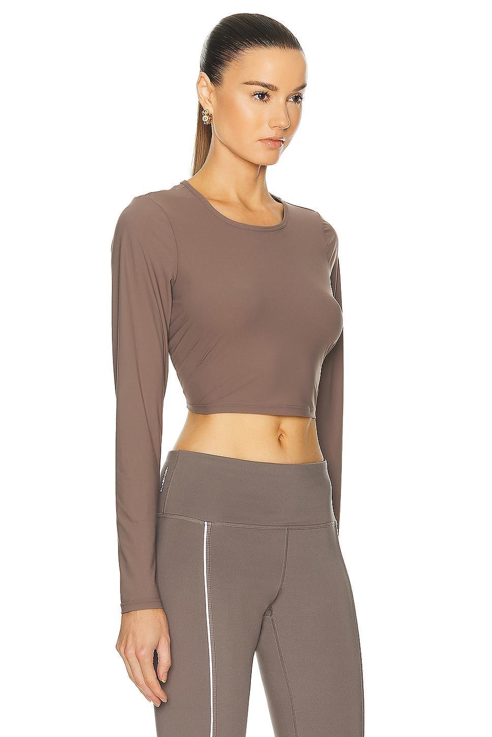 Beyond Yoga Power Beyond Lite Cardio Cropped Pullover Top in Taupe Product Image