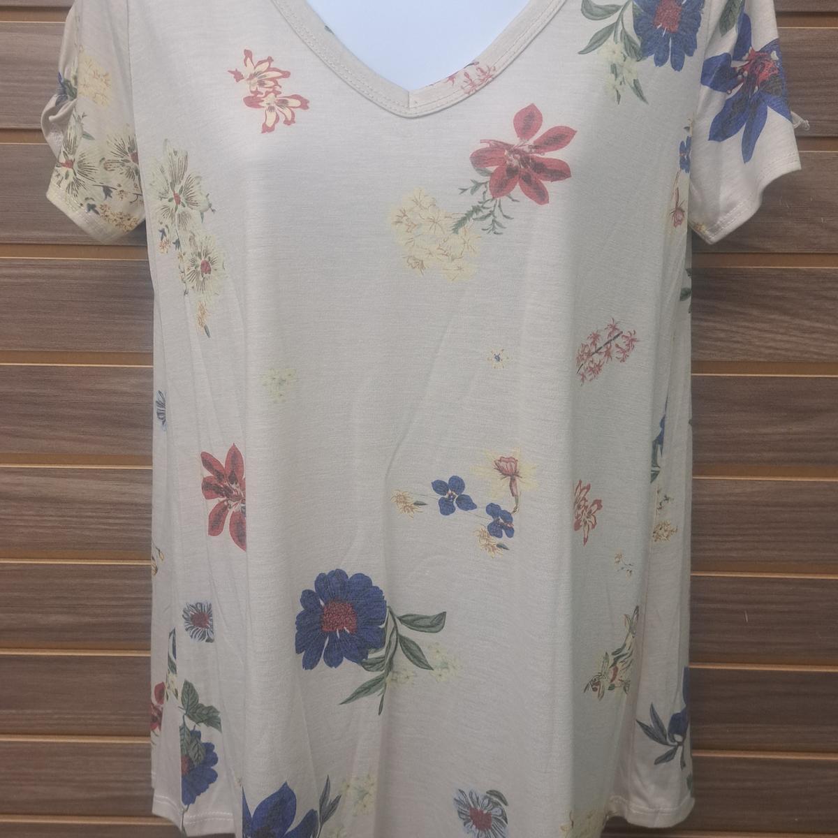 Flowy floral tie sleeve tee Product Image