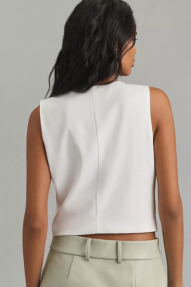 Flat White Sleeveless Tailored Blouse Product Image