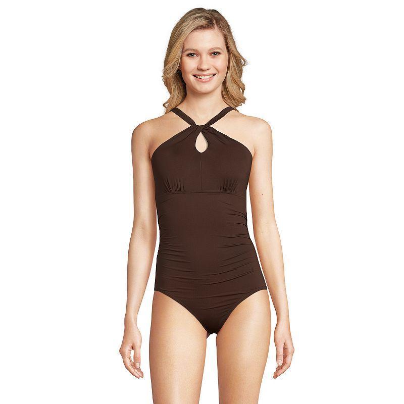 Womens Lands End Chlorine Resistant Multi Way One-Piece Swimsuit Rich Brown Product Image