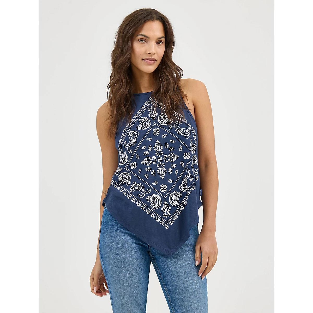 Women's Wrangler Bandana Diamond Front Tank in Washed Product Image