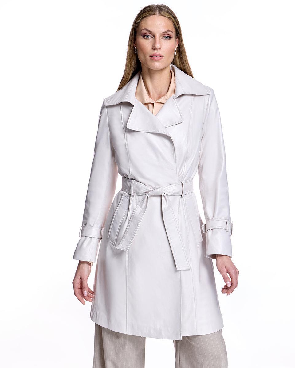 Julia and Stella by Maximilian Belted Leather Coat -Max Product Image