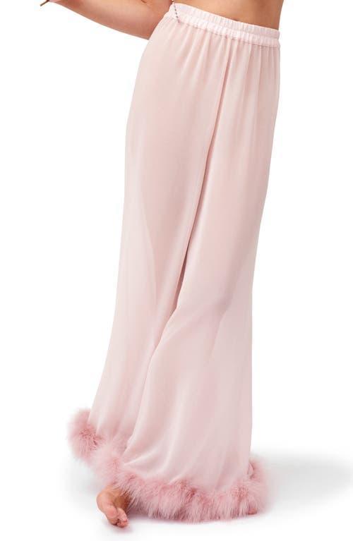 Womens Feather-Trim Wide-Leg Pajama Pants Product Image