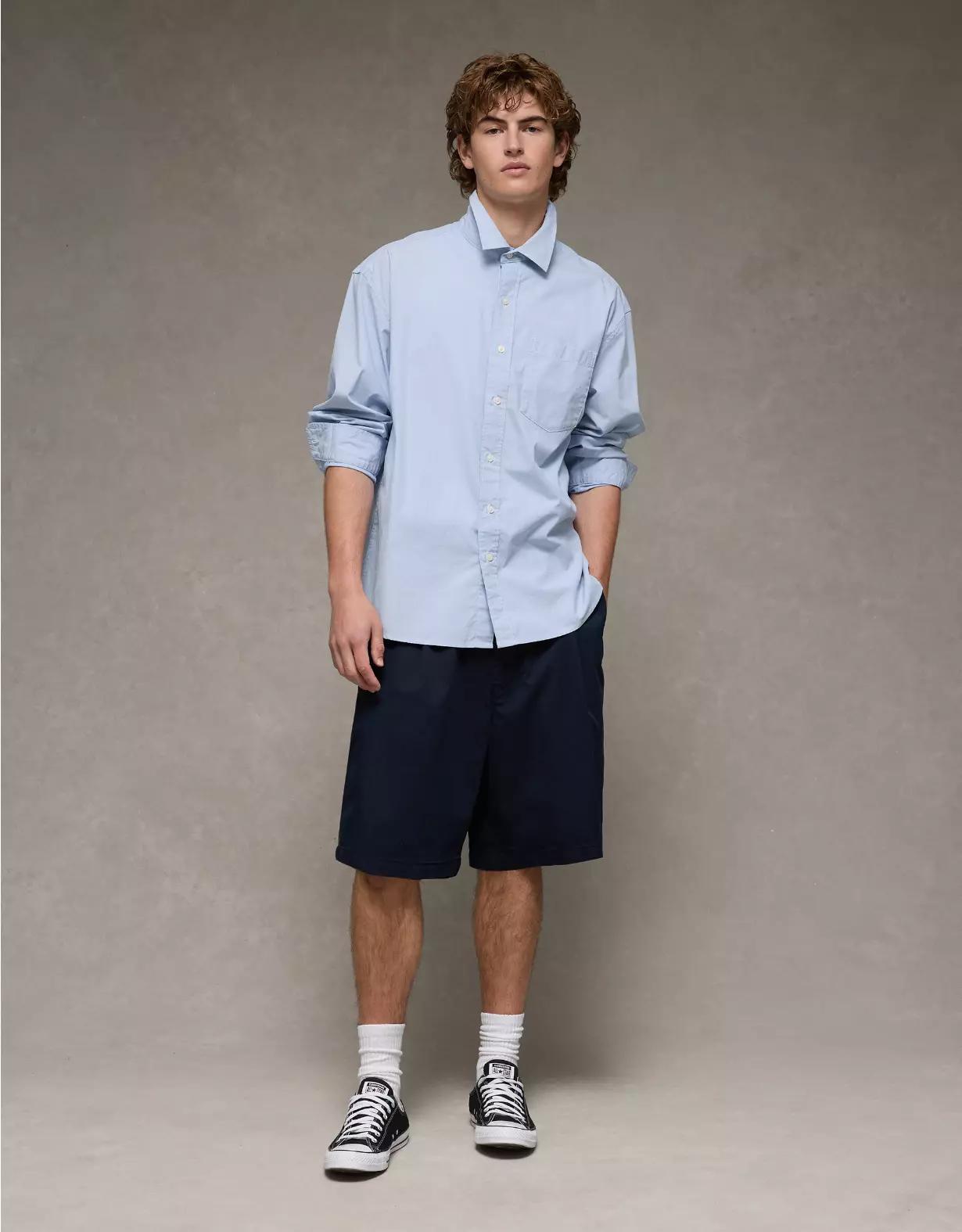 AE Everyday Relaxed Fit Poplin Button-Up Shirt Product Image