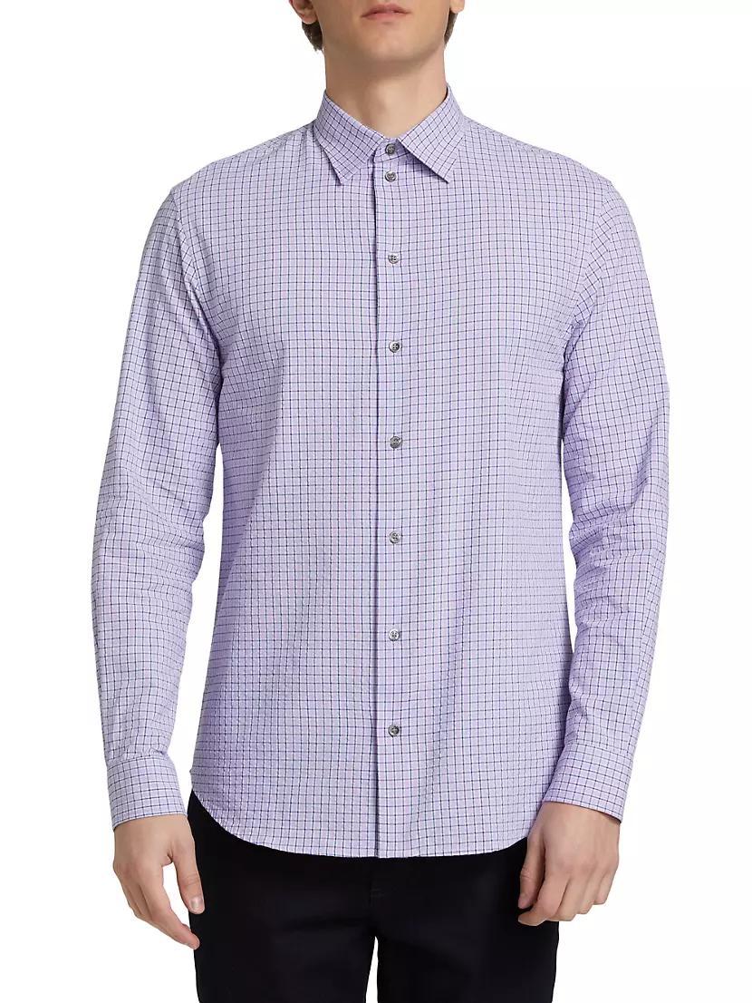 Checked Cotton Button-Front Shirt Product Image