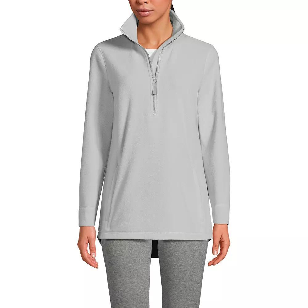 Petite Lands' End Fleece Shirt Tail Quarter-Zip Pullover, Women's, Size: Large Petite, Evening Blue Product Image
