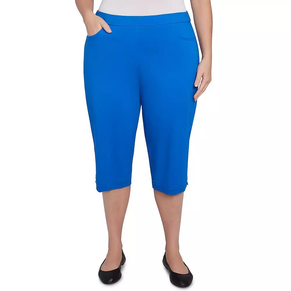 Plus Size Alfred Dunner Novelty Cuff Tummy Control Capris, Women's, Size: 18 W, Blue Product Image