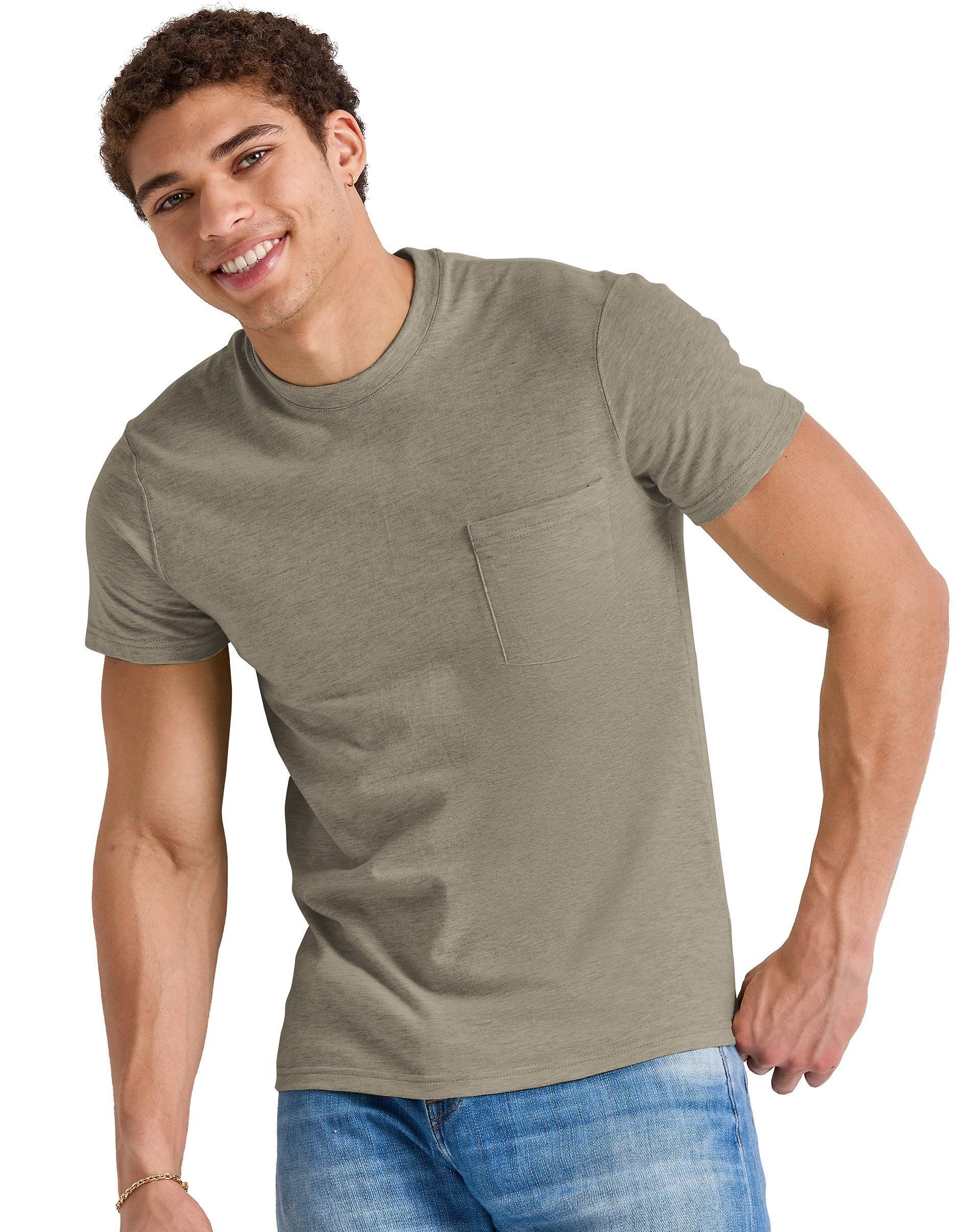 Hanes Originals Mens Tri-Blend Pocket T-Shirt Red River Clay Heather S Product Image