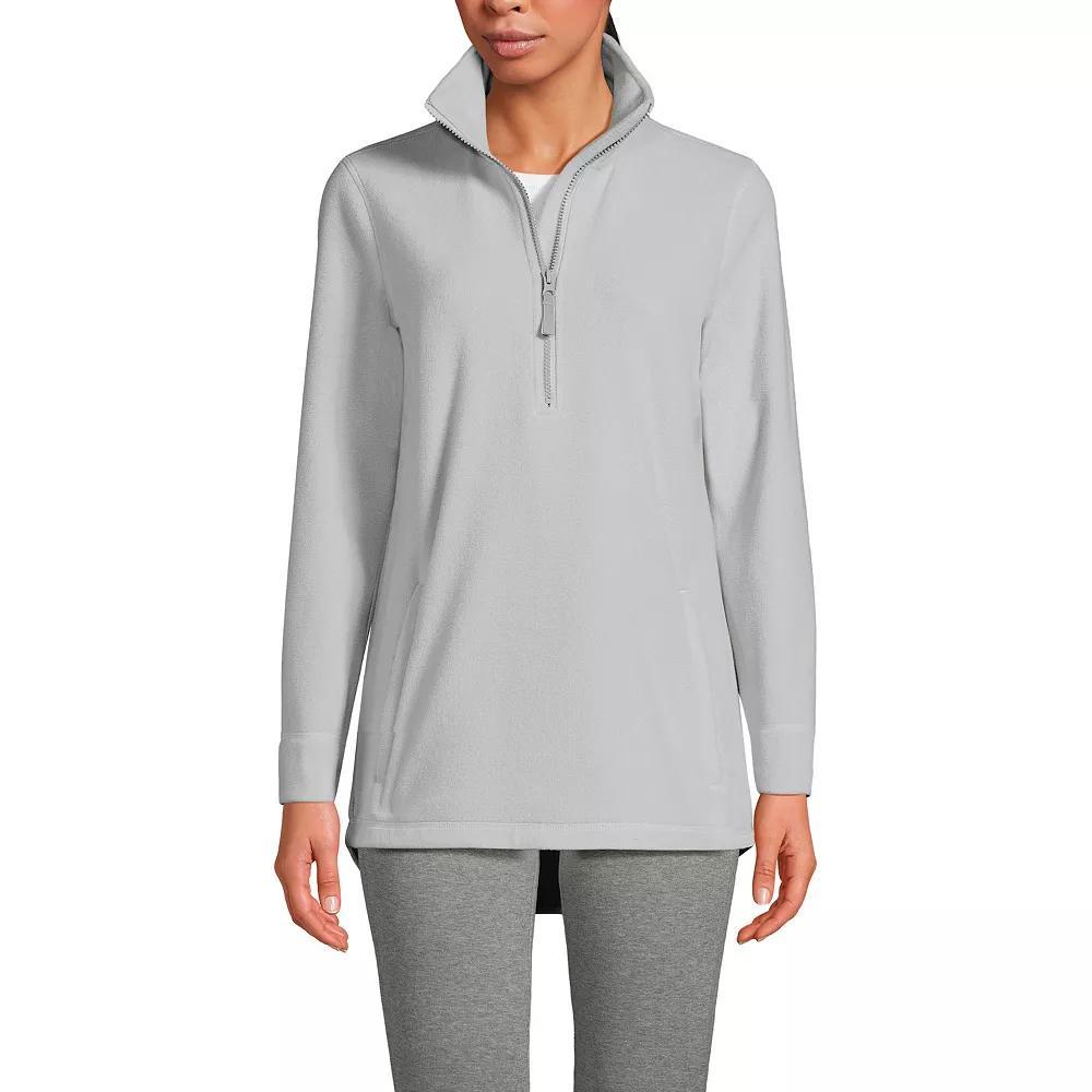 Petite Lands' End Fleece Shirt Tail Quarter-Zip Pullover, Women's, Size: Large Petite, Evening Blue Product Image