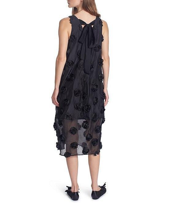 COREY LYNN CALTER Esmerelda Organza 3D Embroidered V-neck Sleeveless Midi Dress Product Image