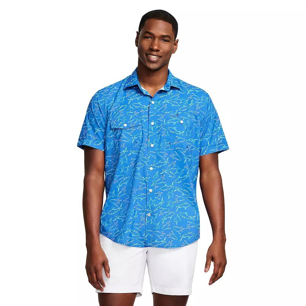 Men's IZOD Sunshield Performance Short Sleeve Button Down Shirt, Size: Medium, Sharks Product Image