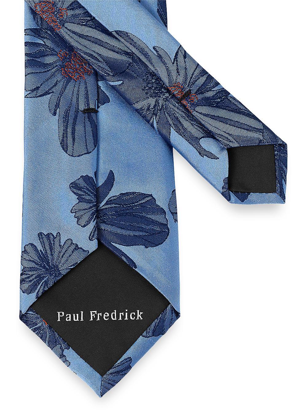 Floral Woven Silk Tie - Blue Product Image