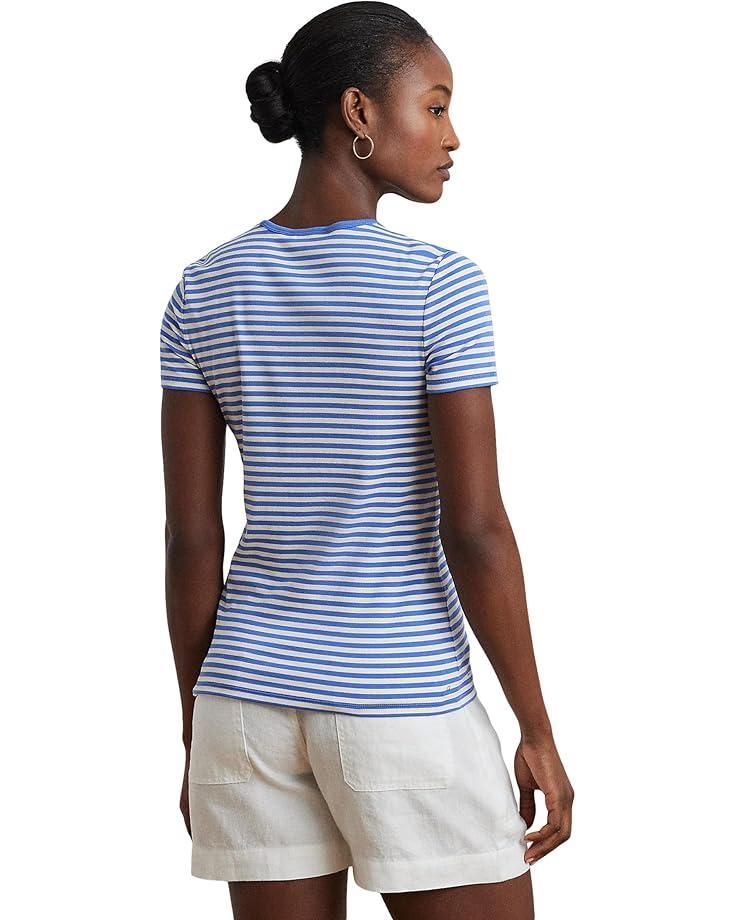 Petite Striped Stretch Cotton Crewneck Tee Product Image