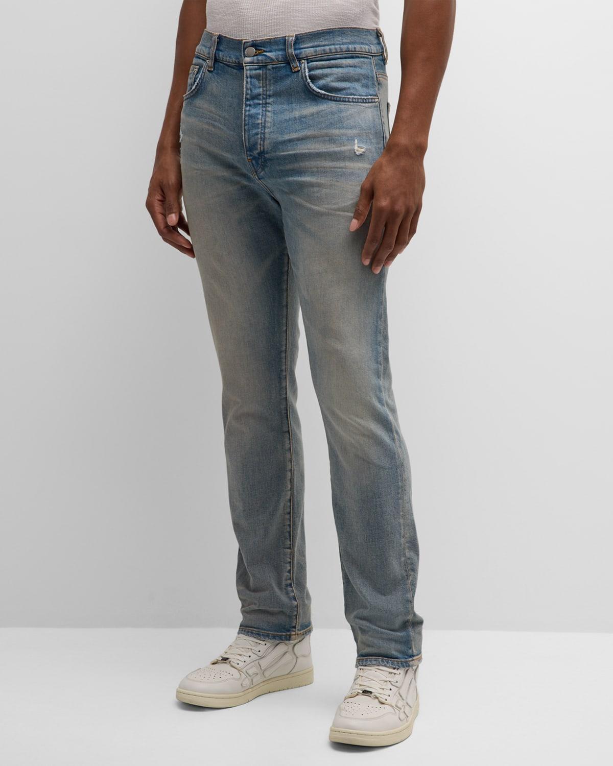 Mens Distressed Slim-Fit Jeans Product Image