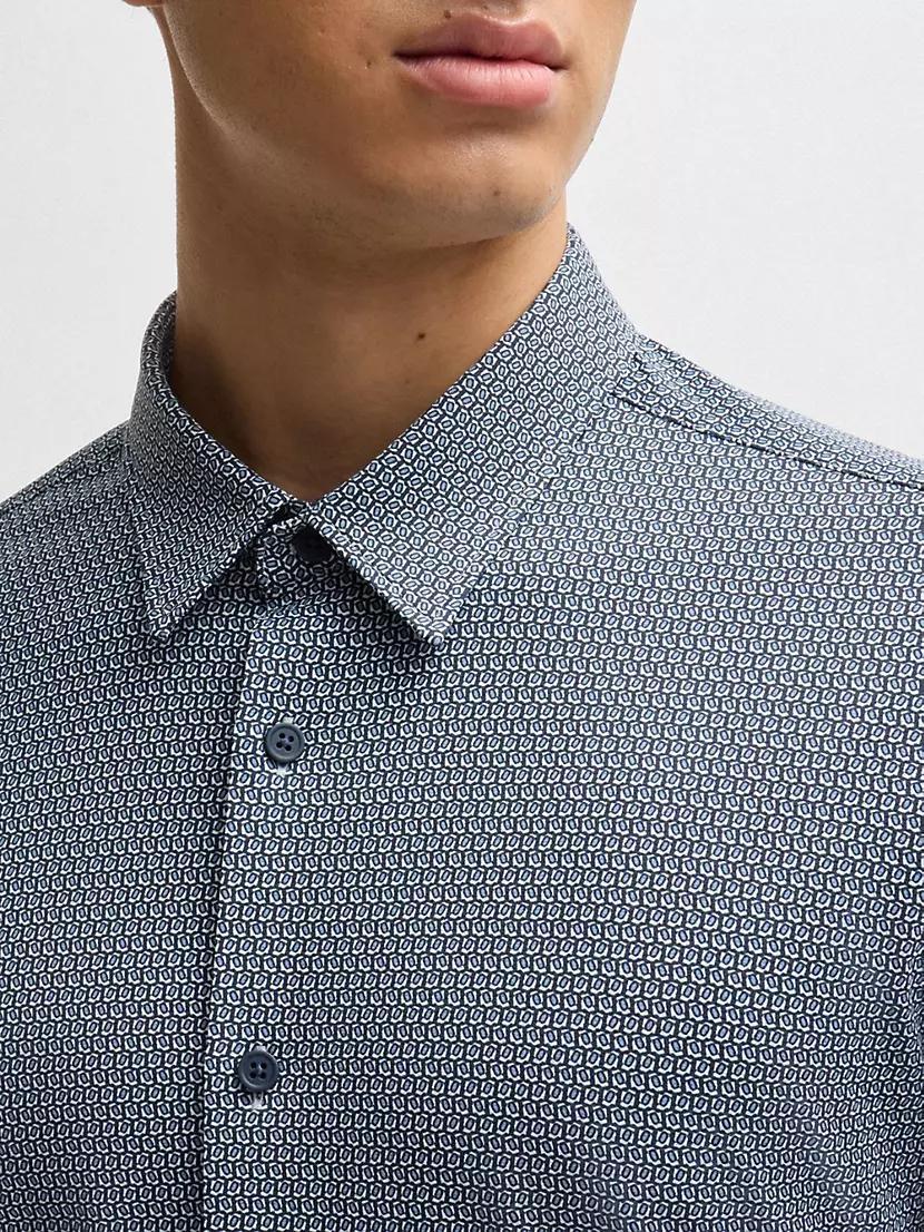 Slim-Fit Shirt in Printed Performance-Stretch Fabric Product Image