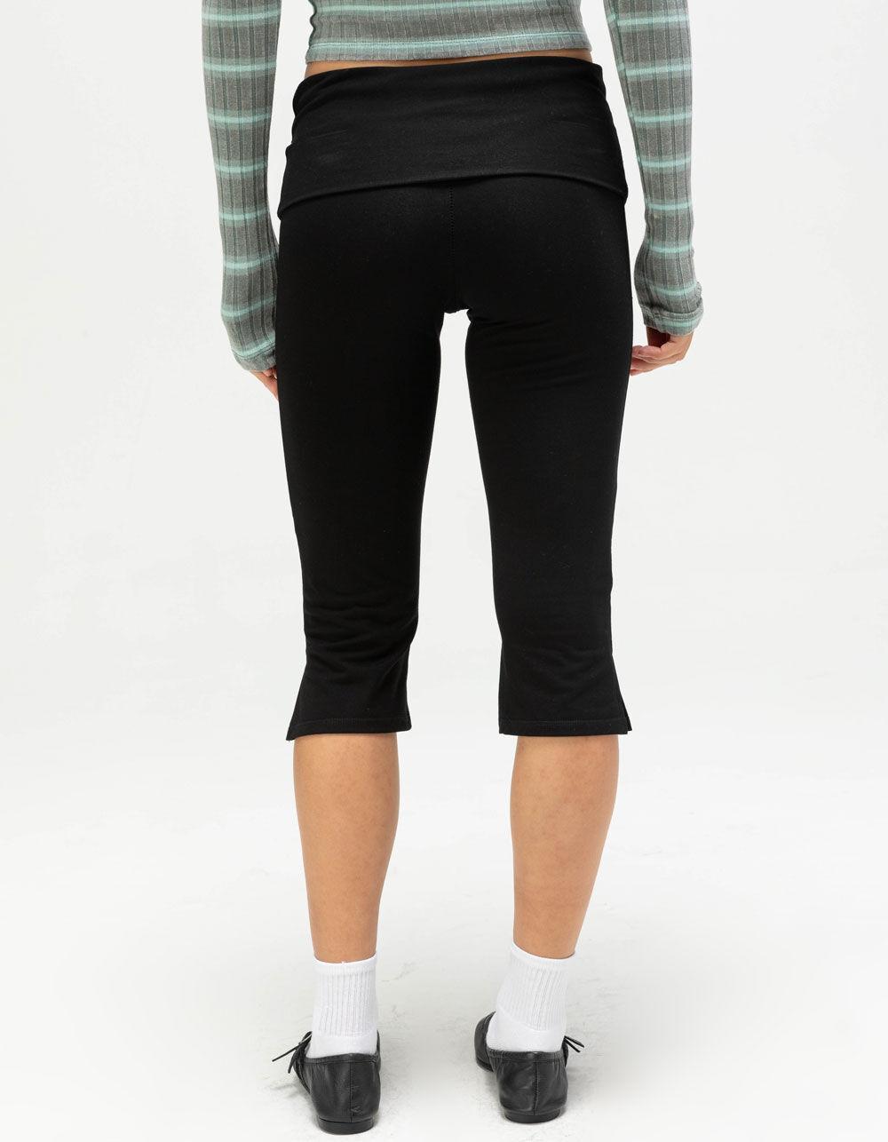 FULL TILT Fold Over Waist Womens Capri Pants - BLACK Product Image