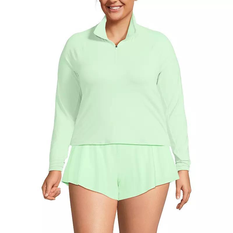 Plus Size Lands' End Long Sleeve Quarter Zip UPF 50 Swim Top, Women's, Size: 1XL, Icy Mint Green Product Image