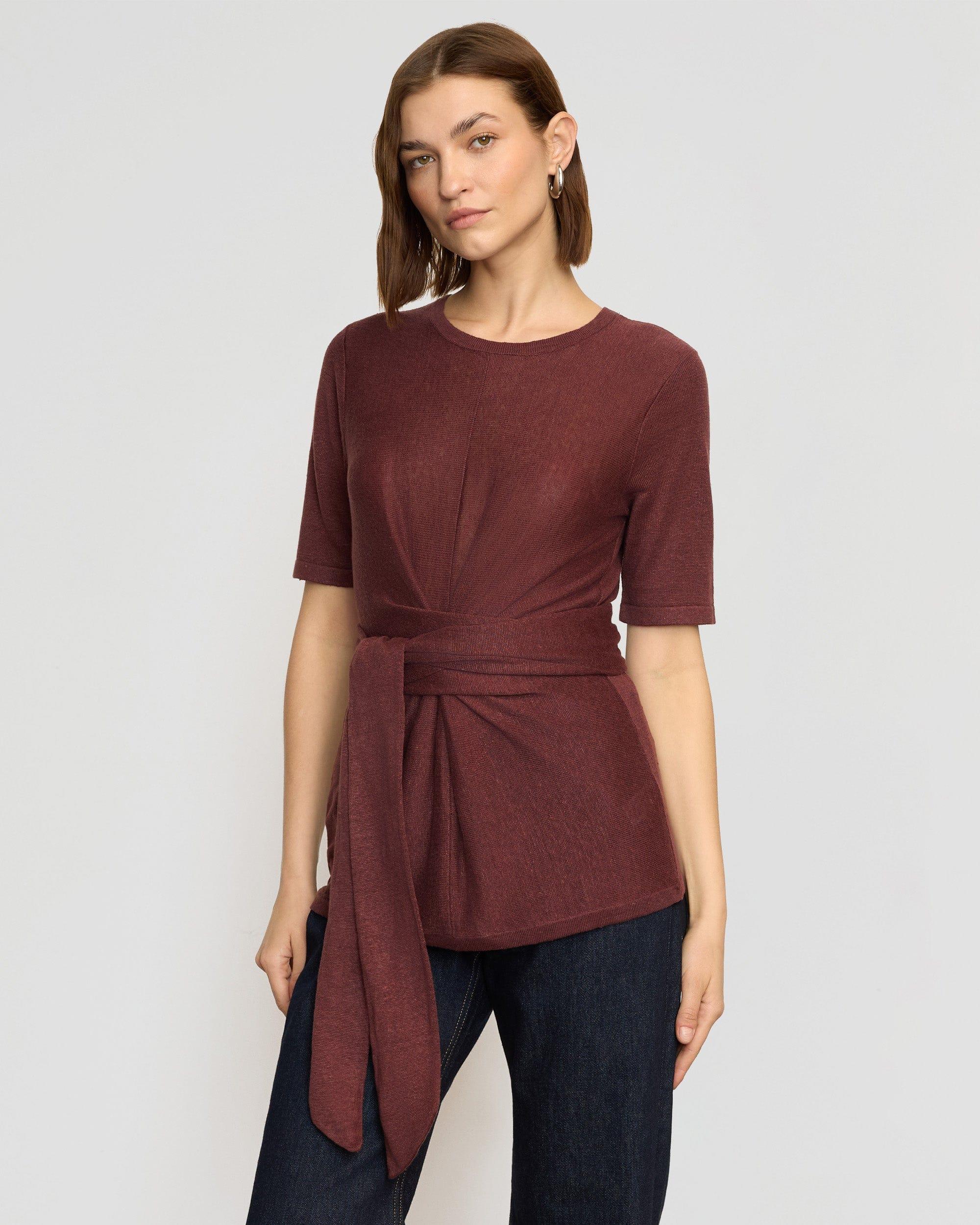 Lark Tie-Front Linen Sweater Product Image