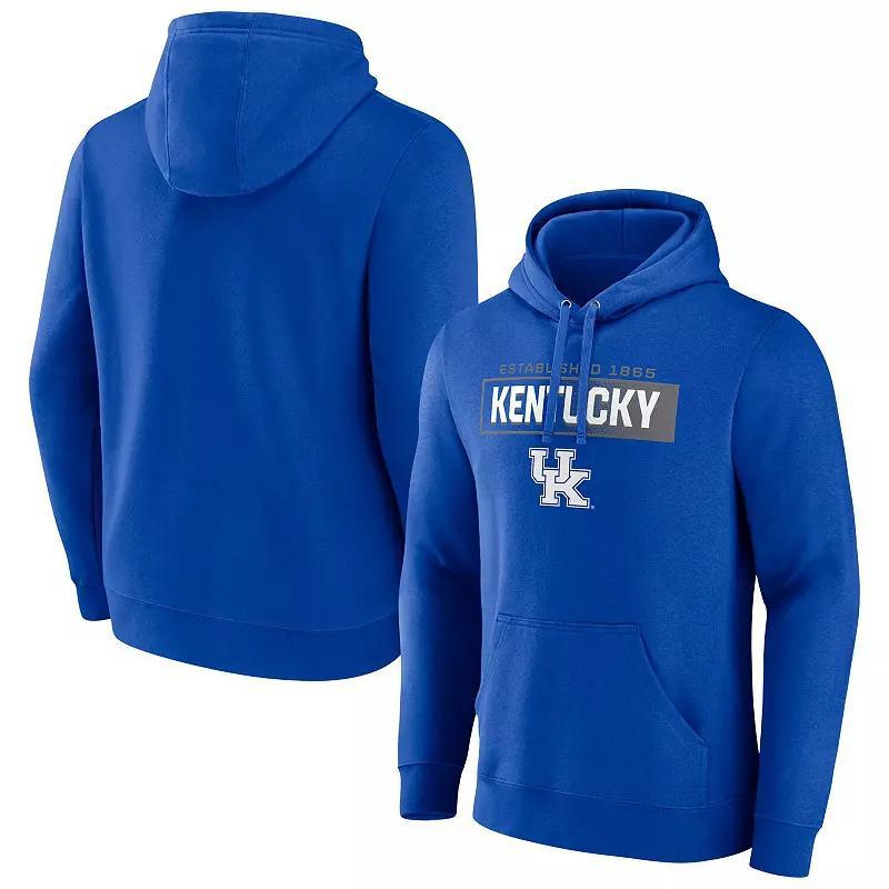 Men's Fanatics  Royal Kentucky Wildcats Iconic Fleece Down The Field Pullover Hoodie, Size: Small, Blue Product Image