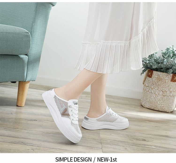 Platform Panel Mesh Sneaker Mules Product Image