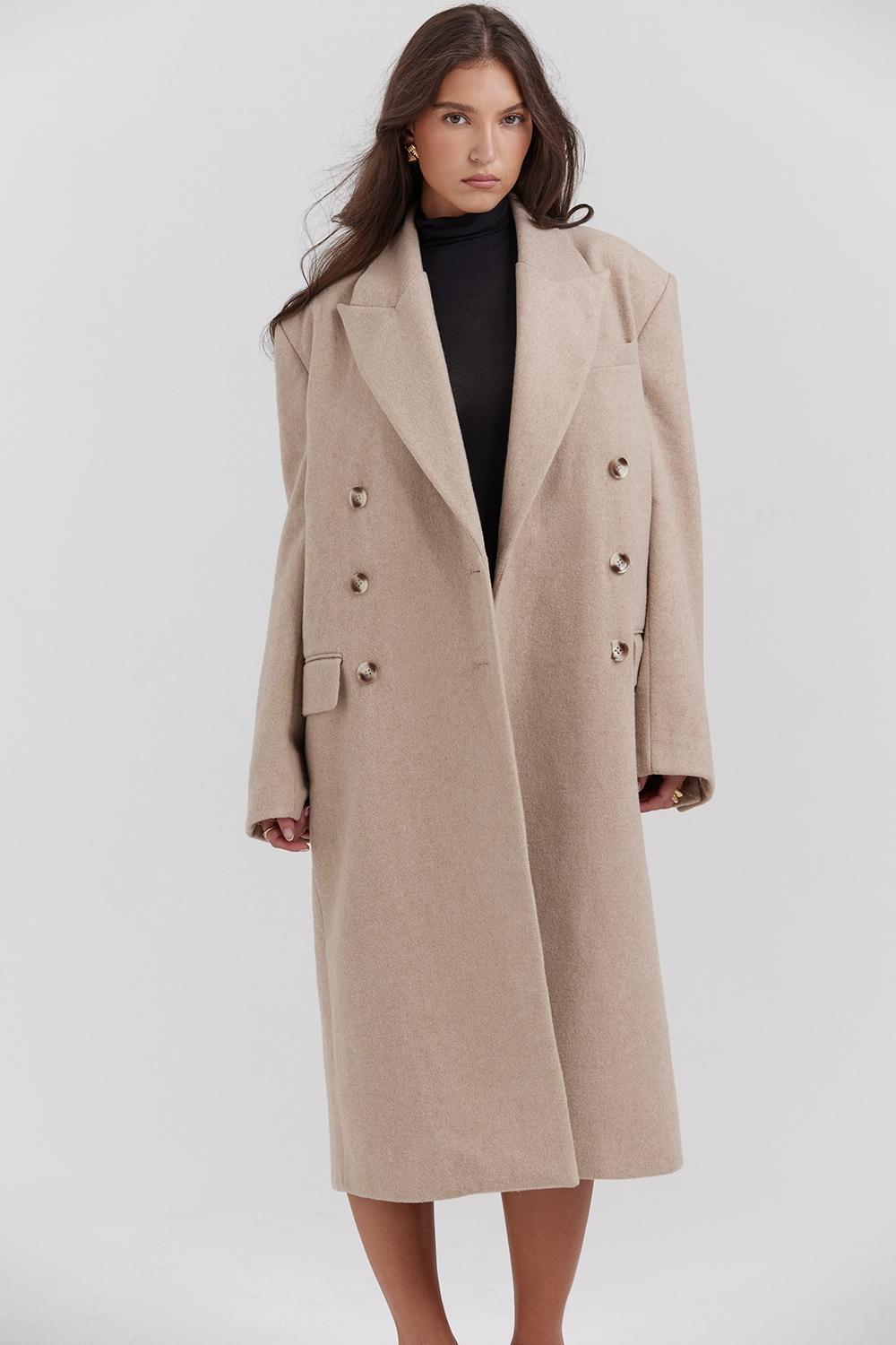 Carter  oatmeal double breasted coat Product Image