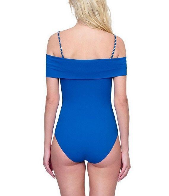 Gottex Monte Carlo Solid Off-The-Shoulder Underwire Tummy Control Bandeau One Piece Swimsuit Product Image