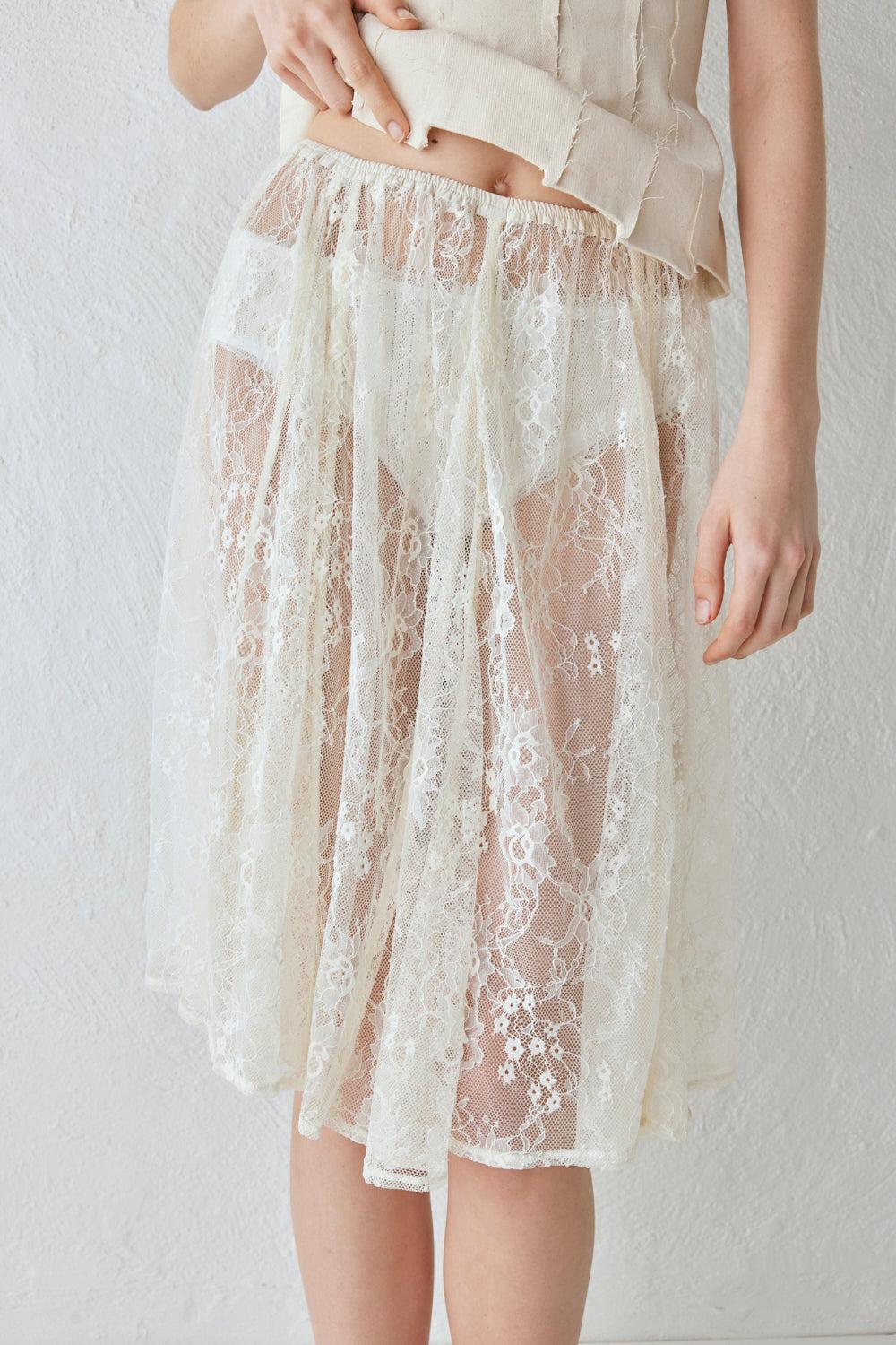 Dorit Lace Midi Skirt Cream Product Image