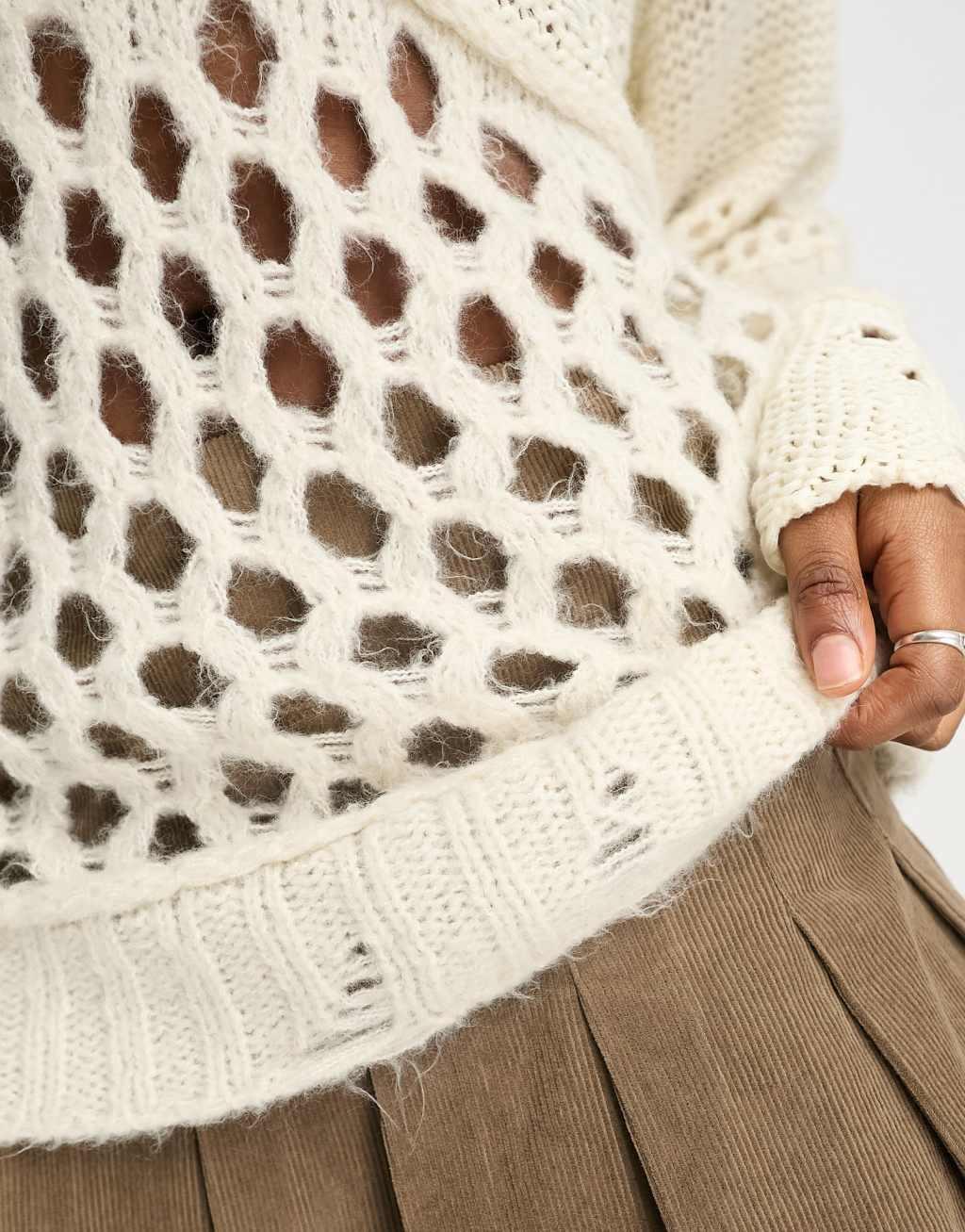 COLLUSION knitted open stitch detail oversized sweater Product Image