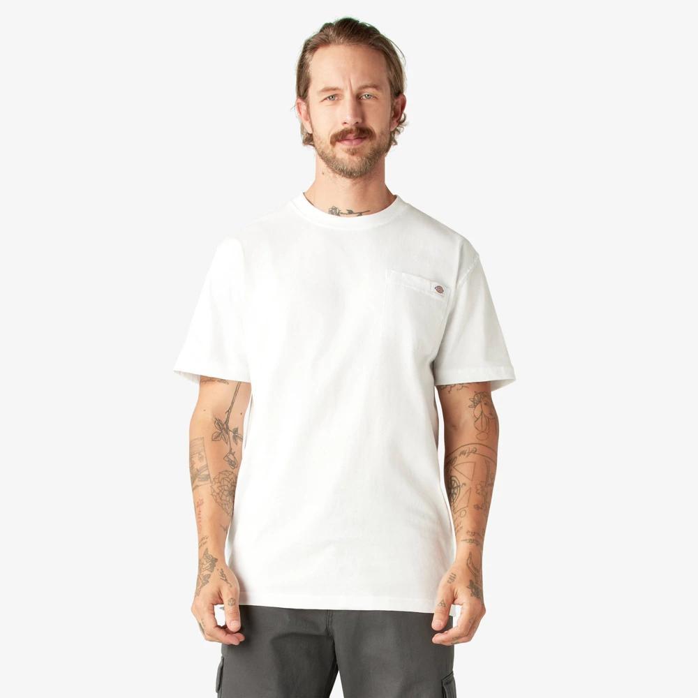 Dickies Men's Short Sleeve Relaxed Fit Pocket T-Shirt - White L: Heavyweight Cotton Crew, Jersey Pullover Product Image