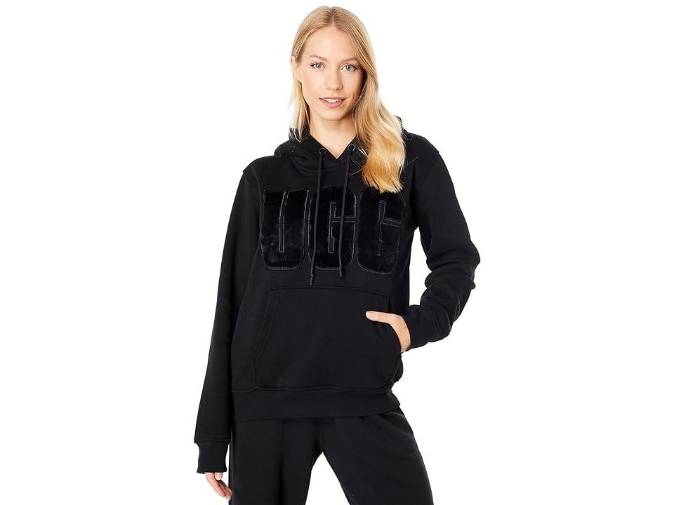 UGG Womens UGG Rey Fuzzy Logo Hoodie - Womens Nimbus/Black/Lotus Blossom Product Image