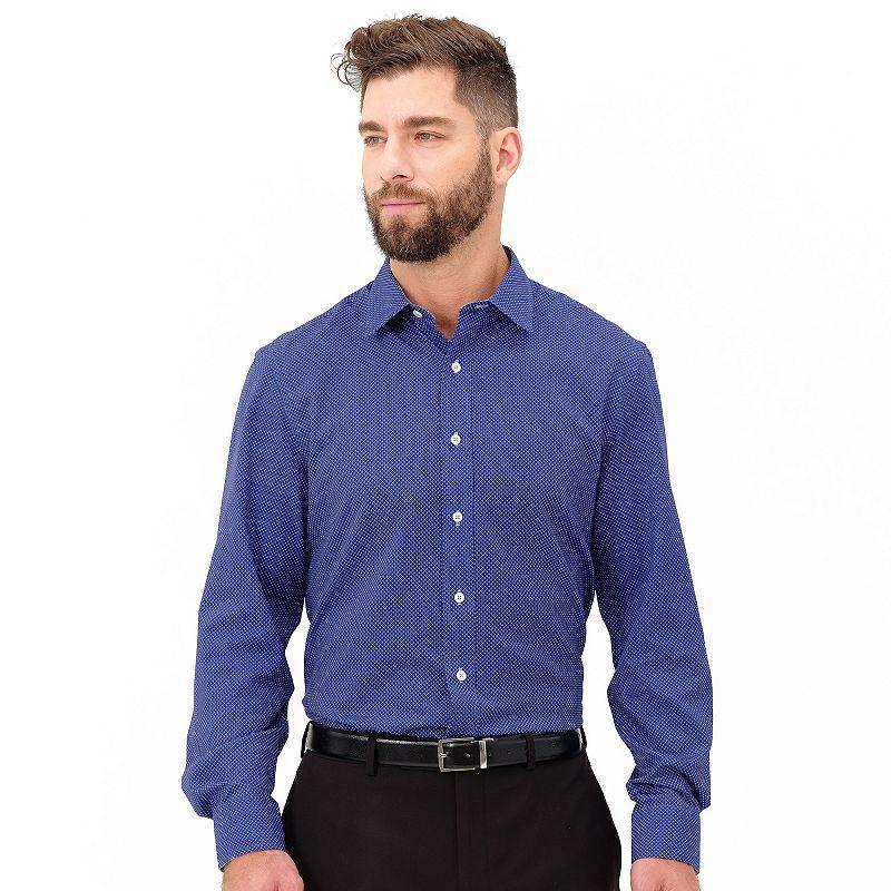 Mens Nick Graham Traveler Collection Performance Modern-Fit Stretch Dress Shirt Blue Diamonds Product Image