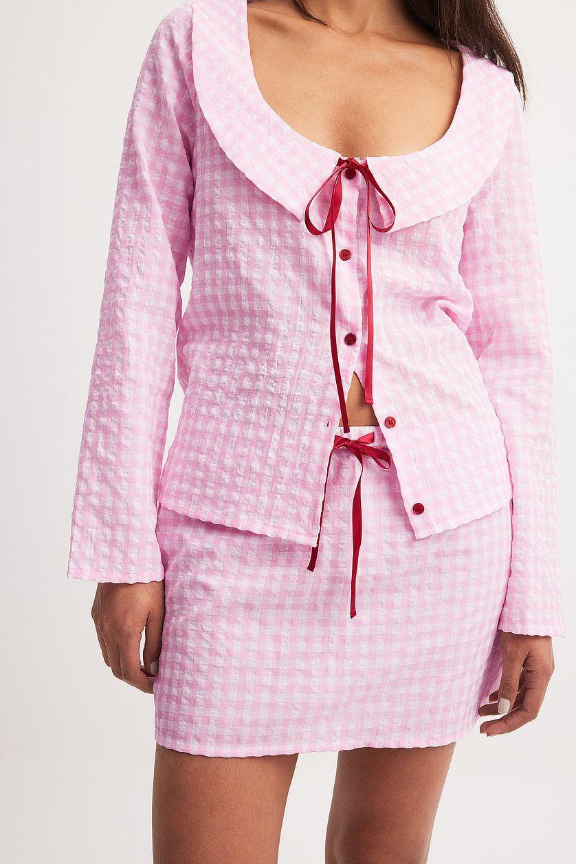 Checked Tie Front Skirt Product Image
