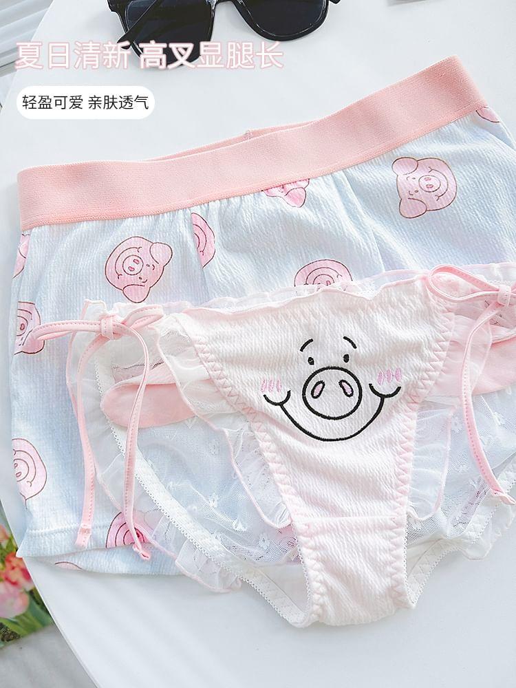 Couple Matching Set: Pig Print Panties + Boxers Product Image