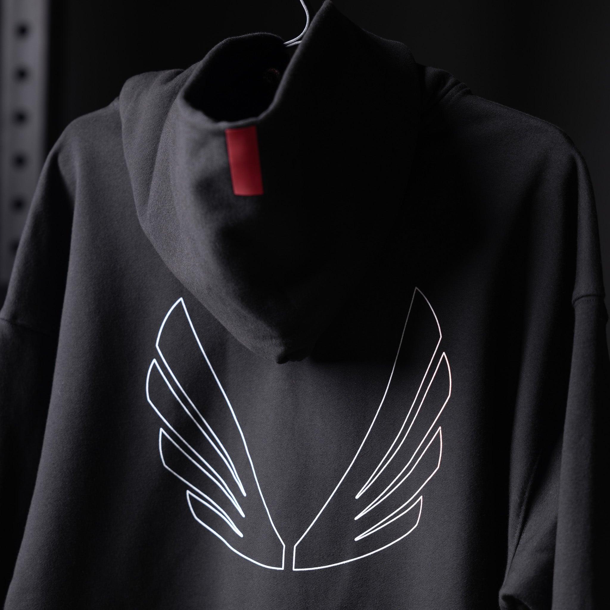 0874. Tech-Terry™ Zip Pocket Hoodie - Black "Outline" Product Image