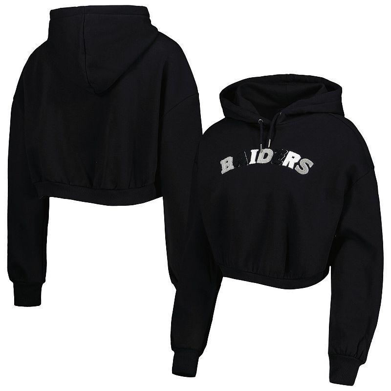 Womens The Wild Collective Black Las Vegas Raiders Cropped Pullover Hoodie Product Image