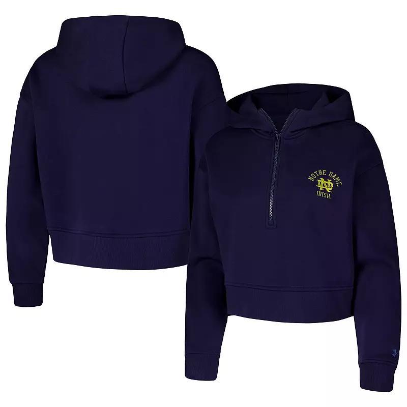 Women's Under Armour Navy Notre Dame Fighting Irish Inline Modest Cropped Half-Zip Hoodie, Size: 2XL, Blue Product Image