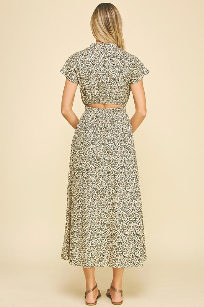 Leopard Print Open Back Maxi Dress Product Image