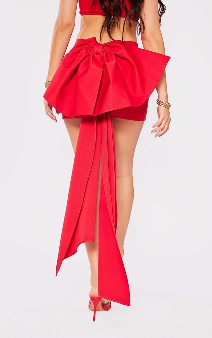 Red Oversized Bow Detail Mini Skirt Product Image