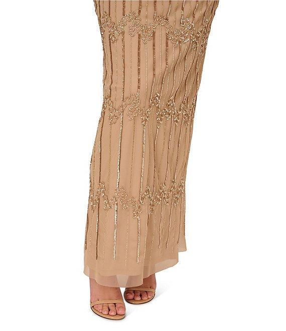 Adrianna Papell Beaded Short Flutter Sleeve V-Neck Blouson Gown Product Image