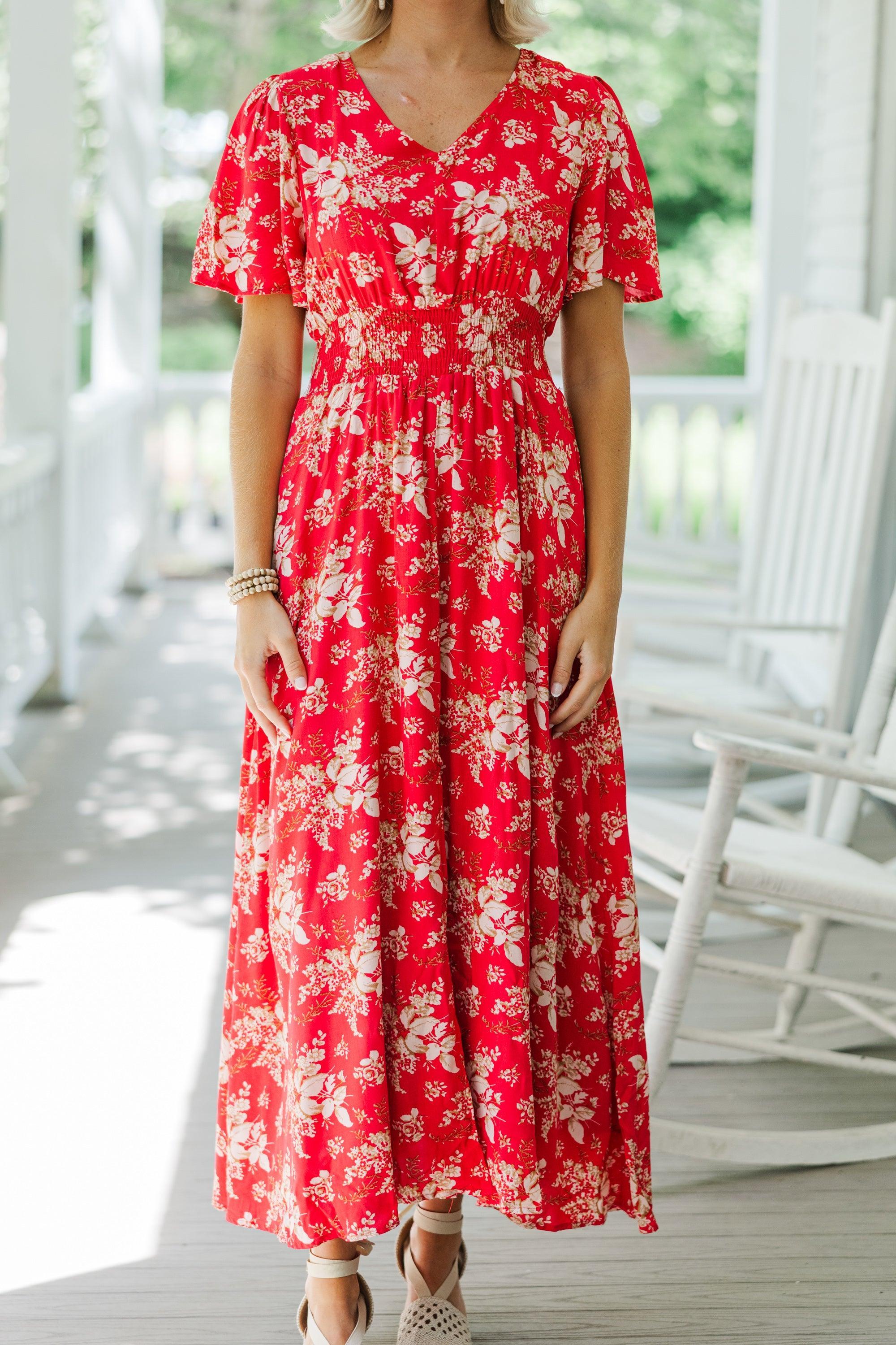 Keep You Close Red Floral Maxi Dress Female Product Image