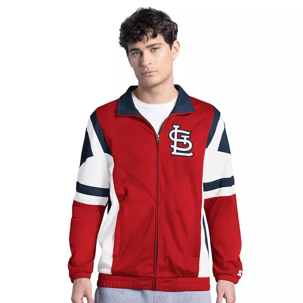 Men's Starter Red/Navy St. Louis Cardinals Contender Tricot Full-Zip Track Jacket,  Product Image