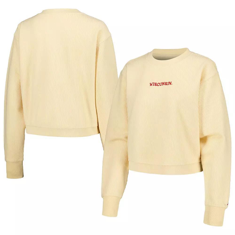 Women's League Collegiate Wear Cream Wisconsin Badgers Timber Cropped Pullover Sweatshirt,  Product Image