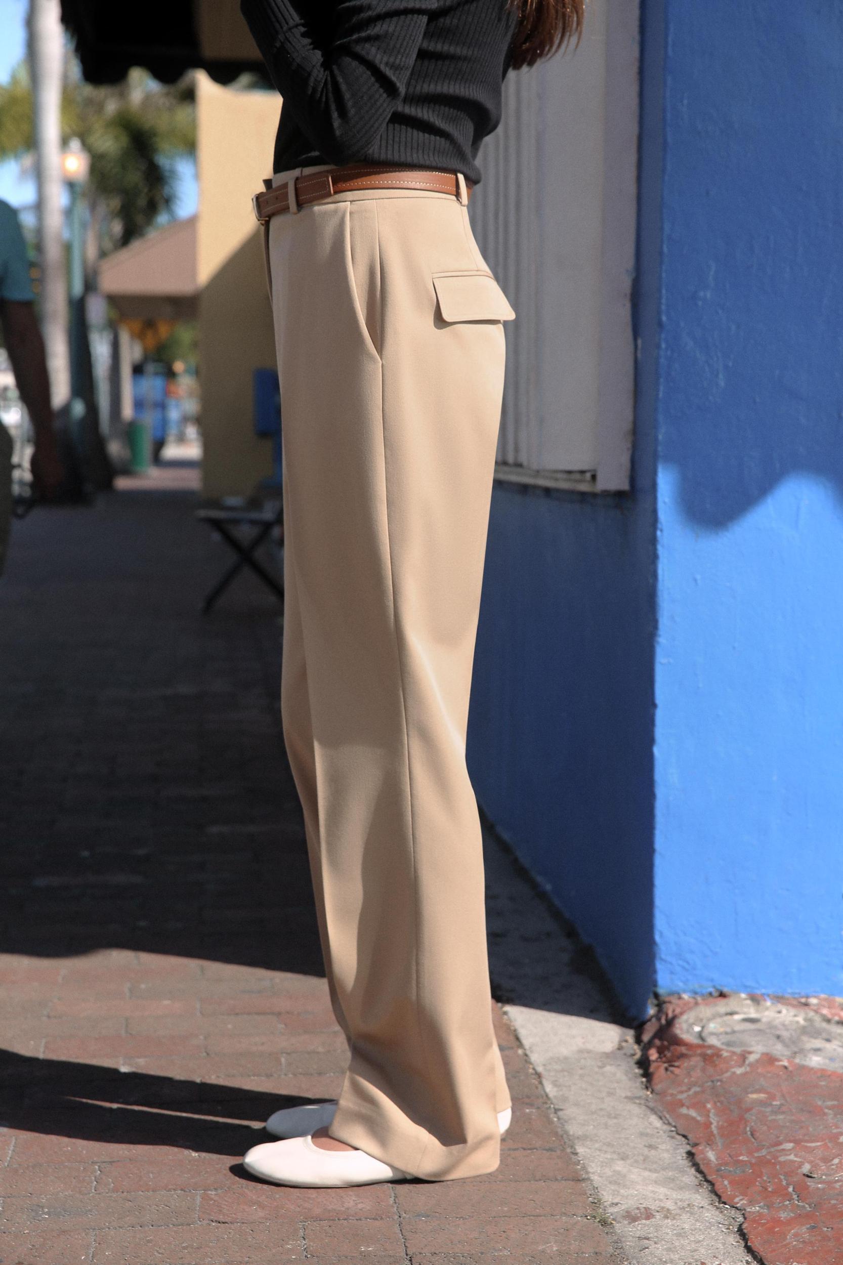 BELTED STRAIGHT LEG PANTS Product Image