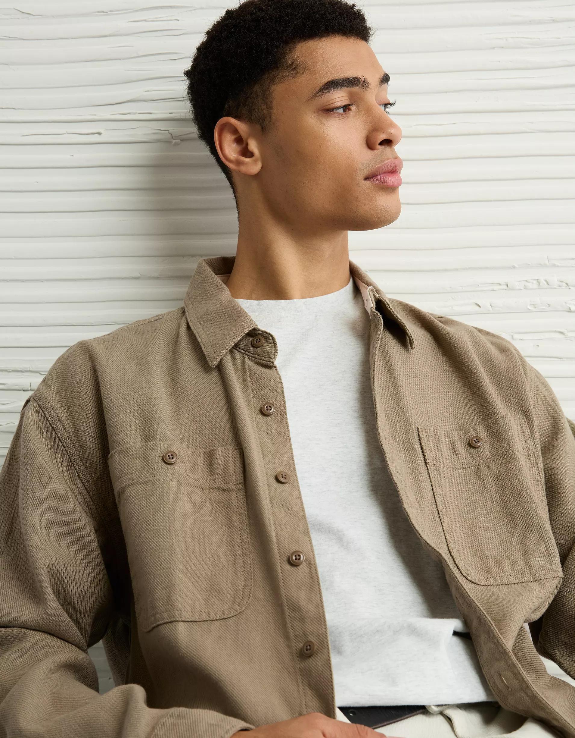 AE Textured Flannel Shirt Product Image