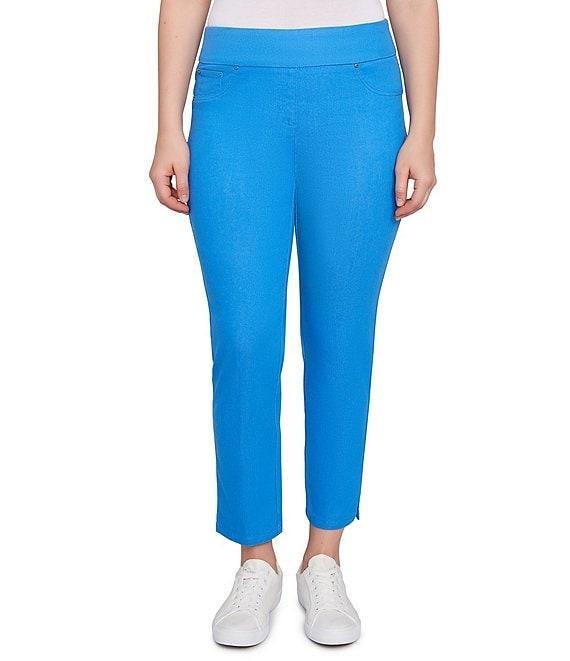 Ruby Rd. Stretch Colored Denim Straight Leg Side Vented Hem Faux Front Pocket Ankle Pants Product Image